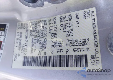 2017 Nissan Frontier S z USA, uszkodzony, nr VIN 1N6BD0CT0HN776322